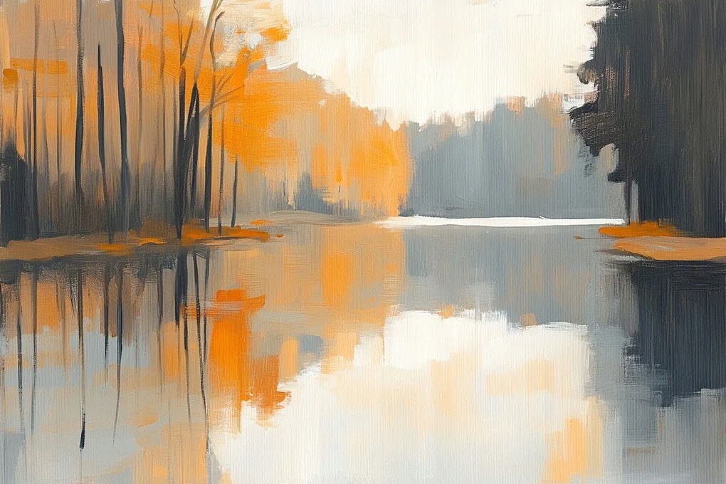 Vászonkép Canvas Tájkép Szabadtéri Tájkép Fák Ősz Víz 60x40