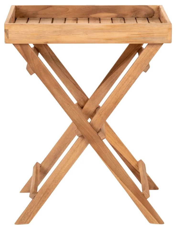 Rendo tálcás kisasztal, teak fa, natúr, 29x39x49,5 cm