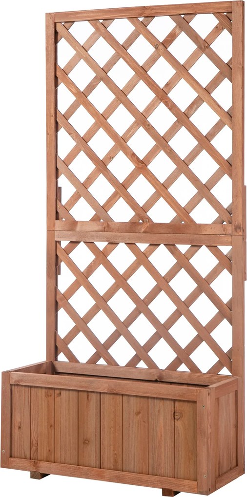 Outsunny Magasított Kerti Ágyás Növényes Doboz Trellis-szel, Fakanál Box, 72,5x31,5x149,5 cm Kert, Erkély, Terasz, Mászó Növényekhez, Virágokhoz, Nara