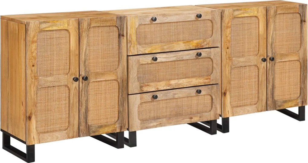 vidaXL Széf 3 pcs Barna 180 x 33 x 75 cm Tömör Mangófát