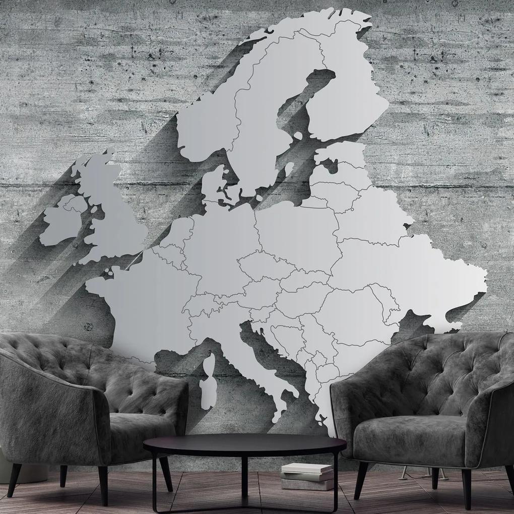 Fotótapéta - Ezüst európai térkép 3D hatással (254x184 cm)