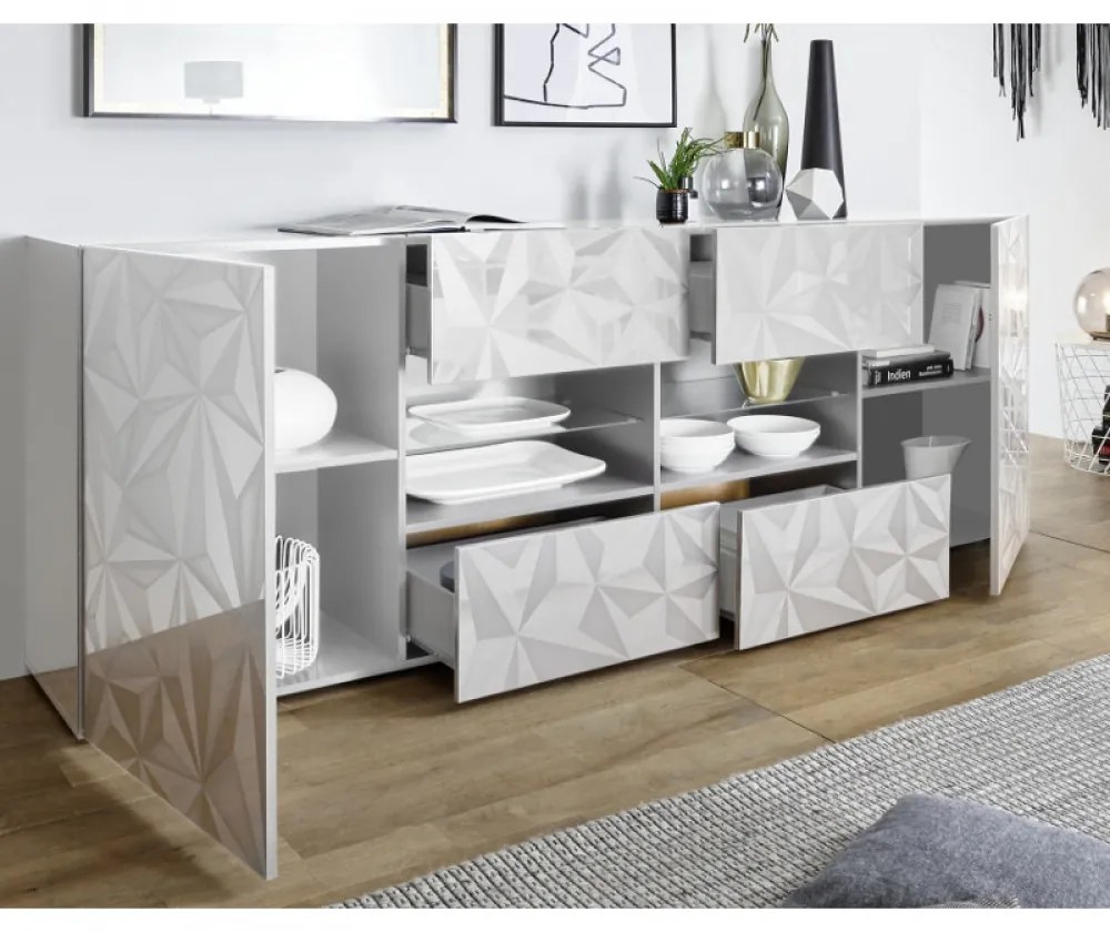 PRISMA Fehér Komód 2 ajtós 4 fiókos 241cm