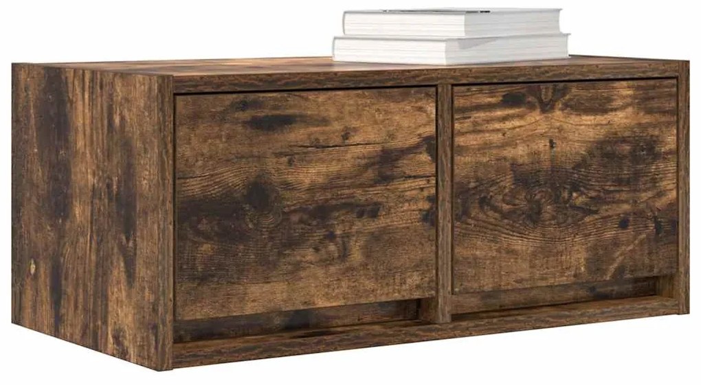 2 db füstös tölgy színű szerelt fa TV-szekrény 60x31x25,5 cm
