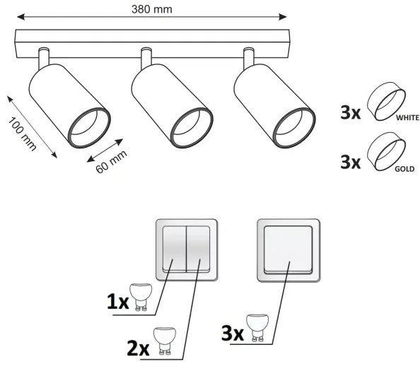 spotlámpa MARIBEL 3xGU10/10W/230V fehér