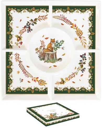 Forest Dream őszi porcelán osztott kínáló tálca 25x25 cm dobozban Easy Life