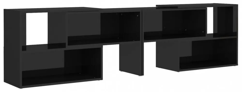 magasfényű fekete szerelt fa TV-szekrény 149 x 30 x 52 cm