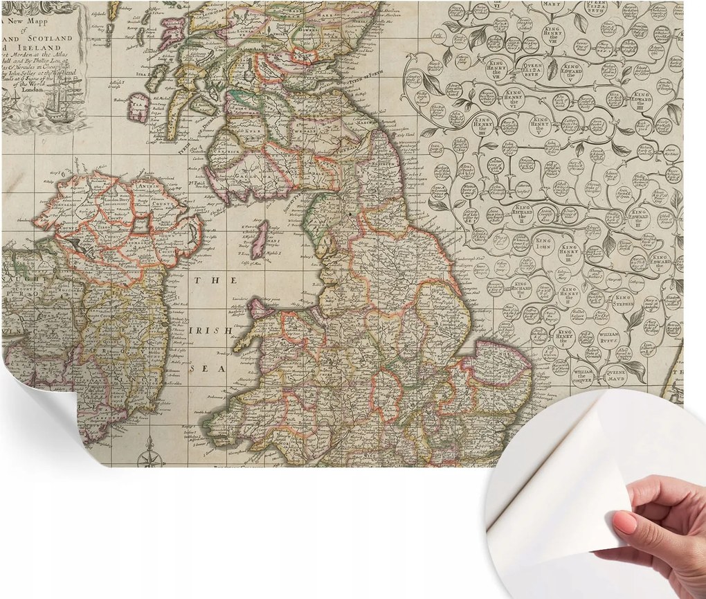 Dekoratív öntapadós fotótapéta irodába Antik térkép 152x104 cm