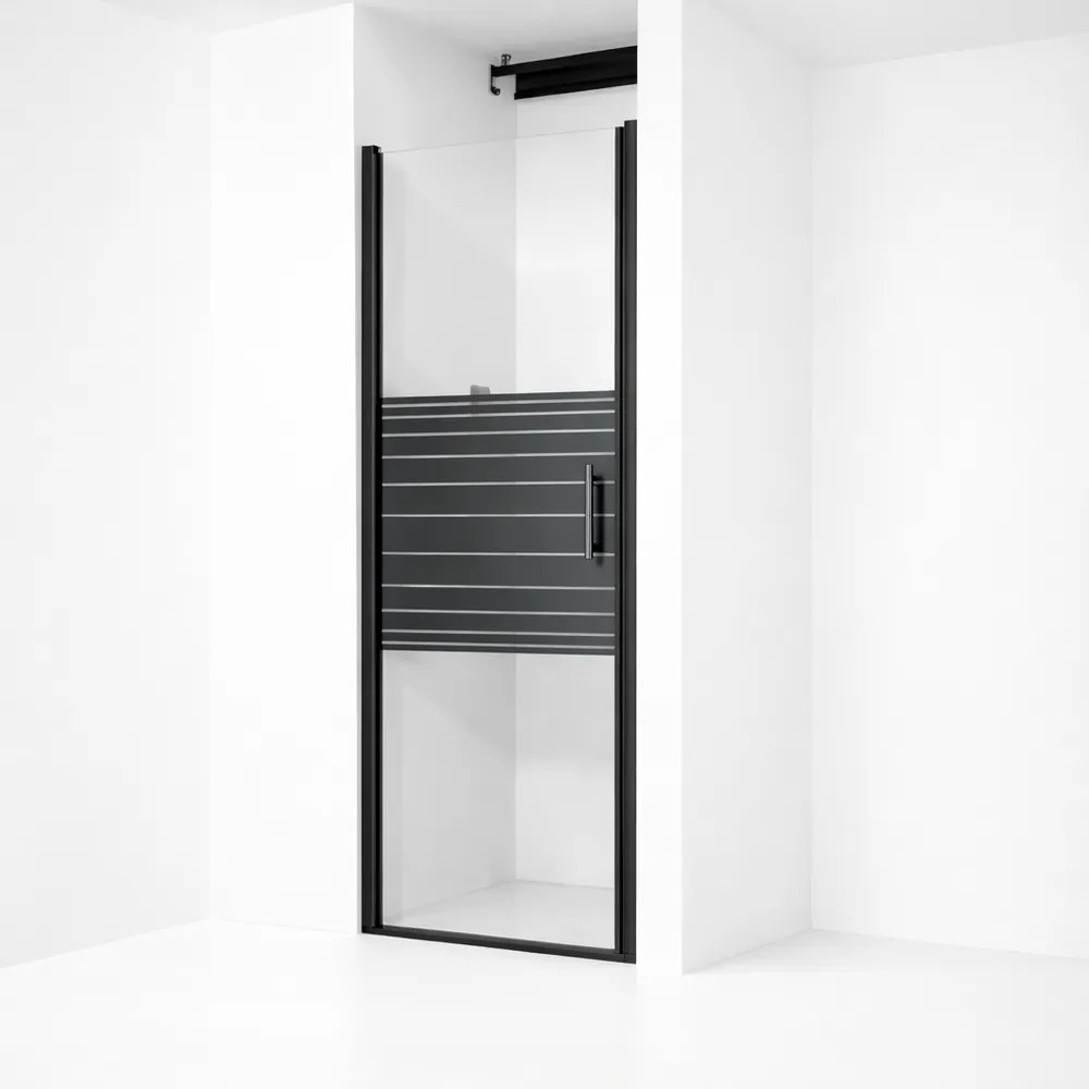 Madeira || Black Pattern 90 nyíló zuhanyajtó, 190cm, 6mm, NANO