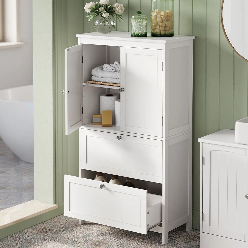 2 ajtós tárolószekrény 2 fiókkal 60x30x110cm