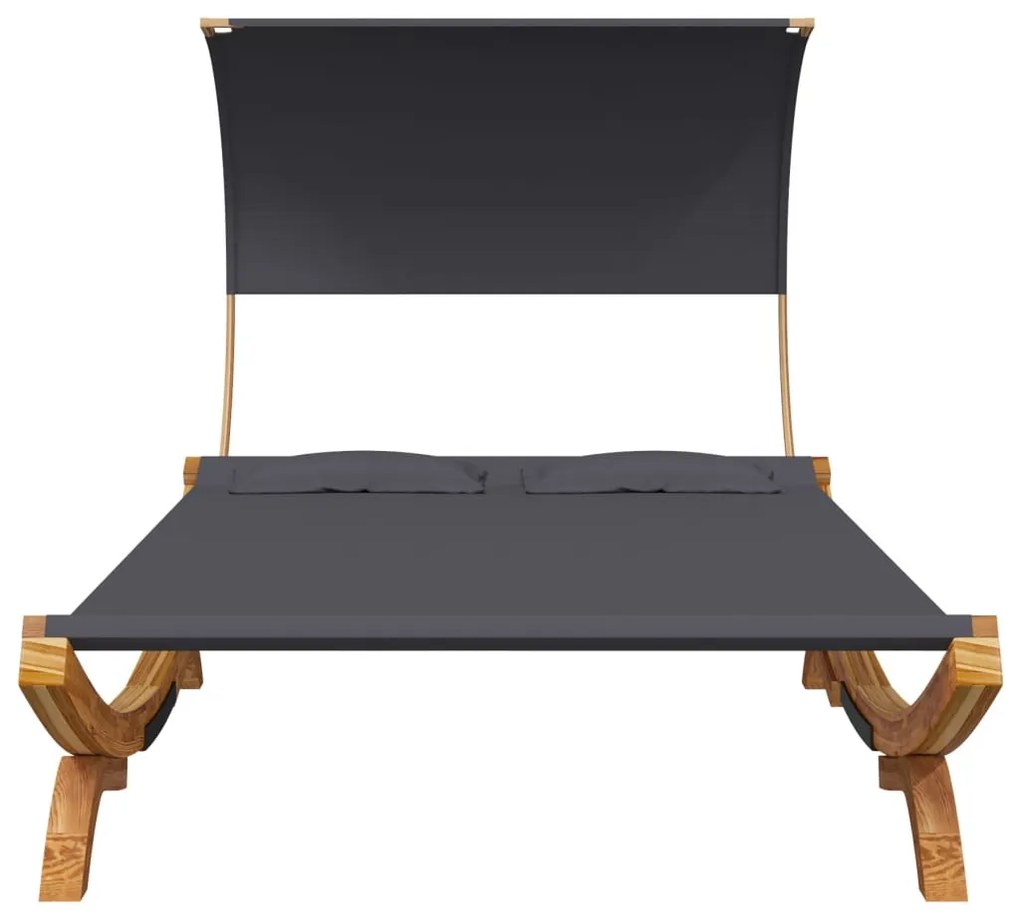 Kültéri antracit baldachinos hajlított fa nyugágy 165x203x126cm