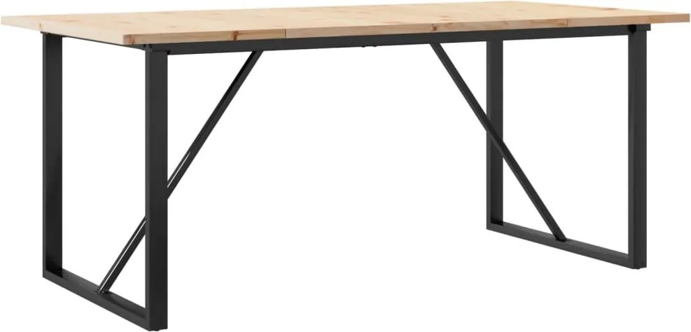 vidaXL tömör fenyőfa és acél étkezőasztal O-vázzal 180x90x75,5 cm