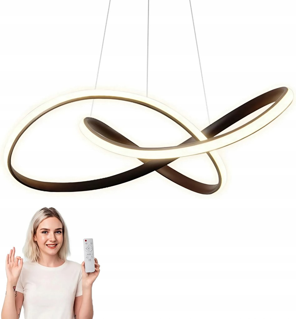 Mennyezeti Lámpa Led Fekete Függeszték Modern Csillár Távirányító 3 Szín