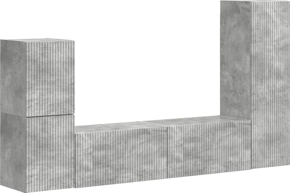 vidaXL TV szekrény garnitúra 4 pcs Beton Szürke Faanyag