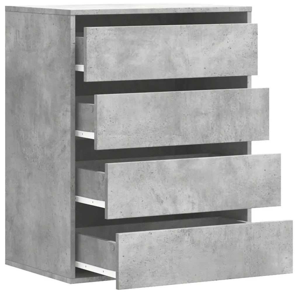betonszürke szerelt fa fiókos sarokszekrény 60 x 41 x 76 cm
