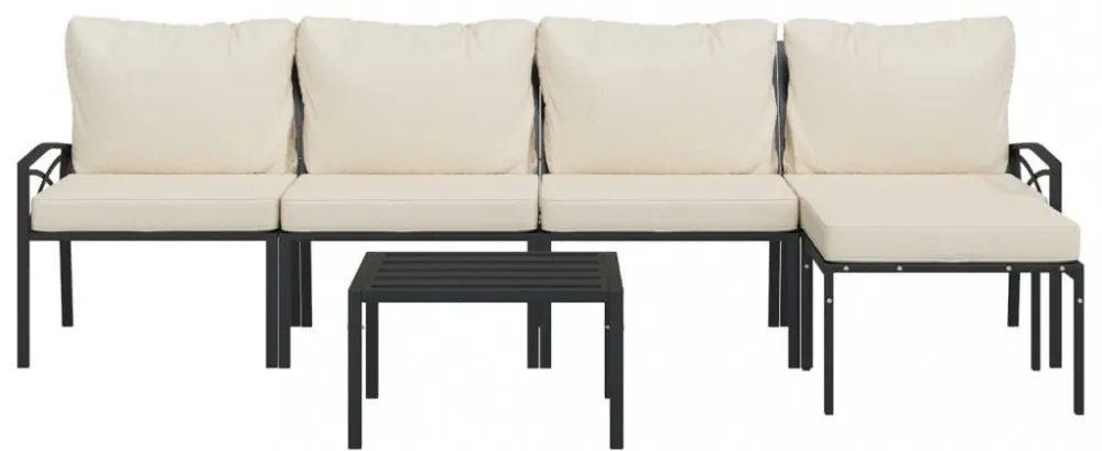 6 részes acél kerti ülőgarnitúra homokszínű párnákkal