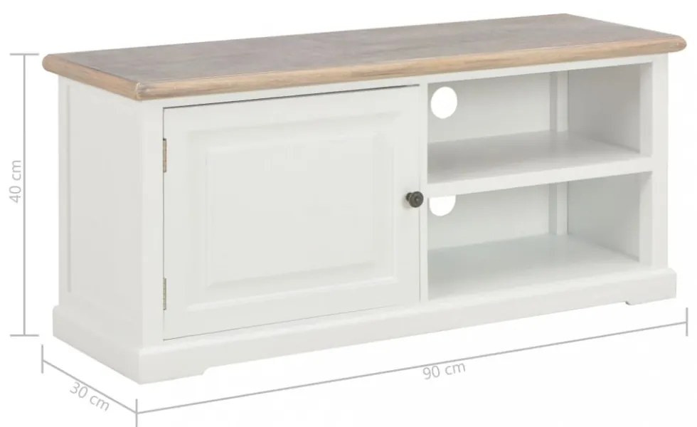 fehér fa TV-szekrény 90 x 30 x 40 cm