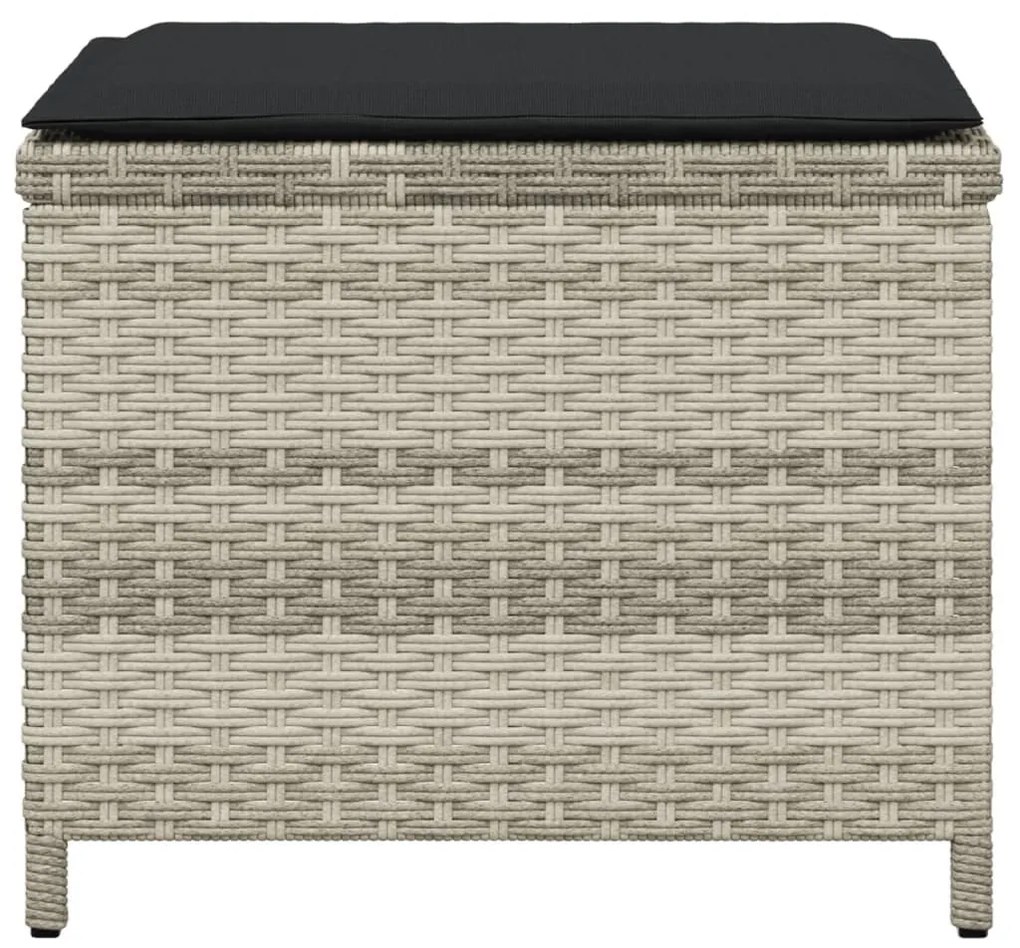 4db világosszürke polyrattan kerti szék párnával 40x40x35 cm