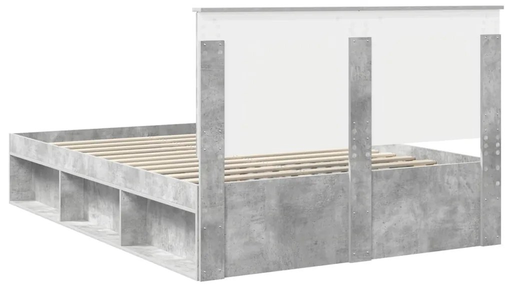 vidaXL Ágykeret fejtámlával Beton 160 x 200 cm Tömör fenyőfa
