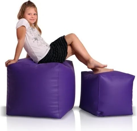 EMI kicsi kocka alakú lila műbőr babzsákfotel