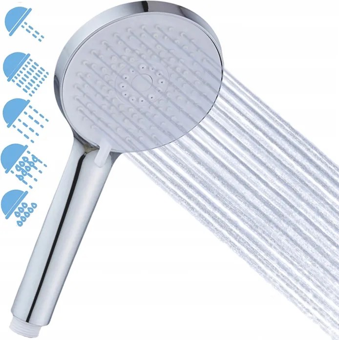 Zuhanyfej zuhanyfej 5 funkciós króm fehér