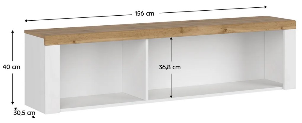 VILGO 160 függesztett polc, fényes fehér