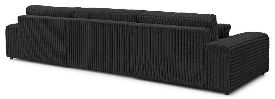 Sötétszürke kordbársony kinyitható-tárolóhelyes (U alakú) sarokkanapé Sarina – Ropez