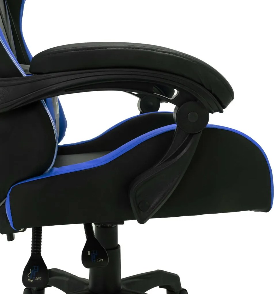 vidaXL kék és fekete műbőr versenyszék RGB LED-világítással