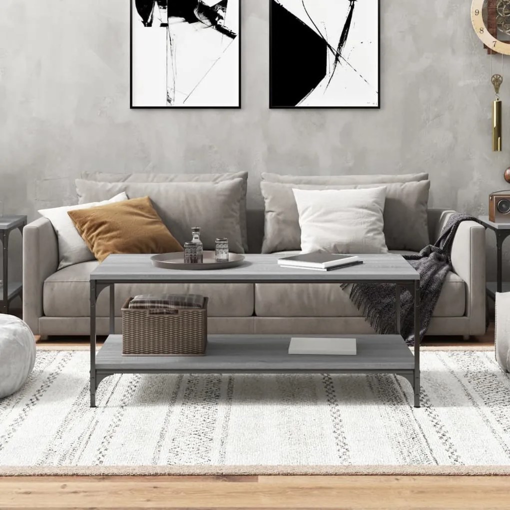 Szürke sonoma szerelt fa dohányzóasztal 100 x 50 x 40 cm