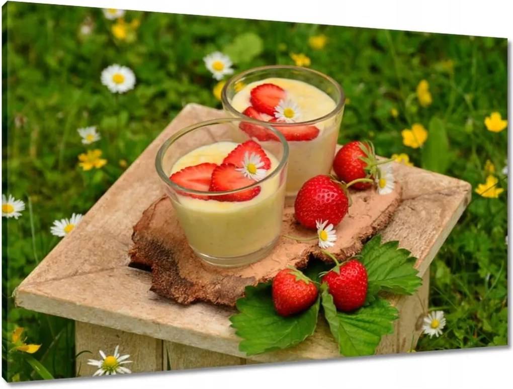 Vászonkép 90x60 Eper és margaréta