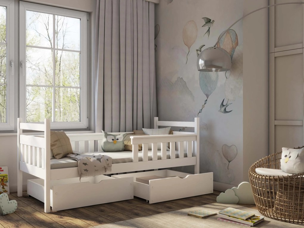 Gyerekágy 80 x 180 cm Emelda (ágyráccsal és tárolóhellyel) (fehér). 1012793