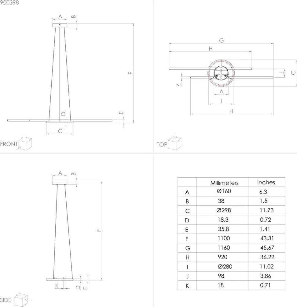 EGLO 900398 ZILLERIO Modern Led Függesztett Lámpa Fehér, Fekete LED IP20