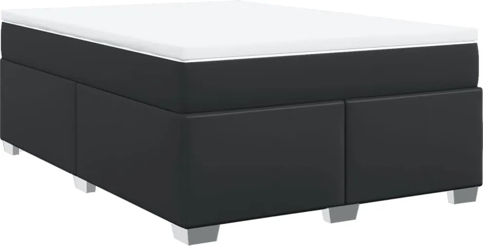 vidaXL fekete műbőr rugós ágy matraccal 140 x 190 cm