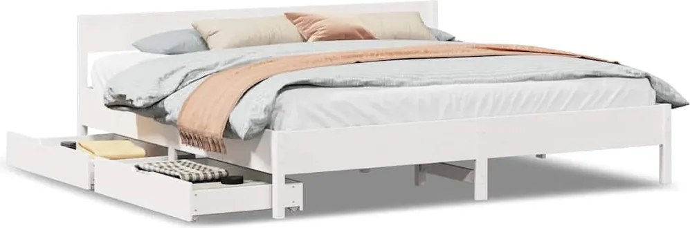 vidaXL fehér tömör fenyőfa ágy matrac nélkül 200 x 200 cm