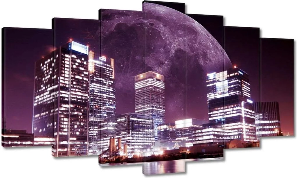Vászonkép 140x80 Lila város éjszaka