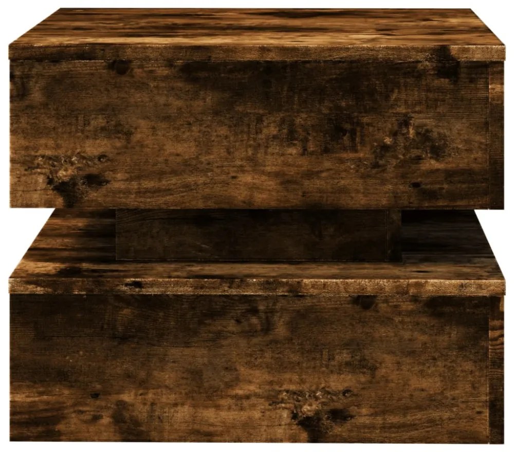 füstös tölgy színű dohányzóasztal LED-lámpákkal 50 x 50 x 40 cm