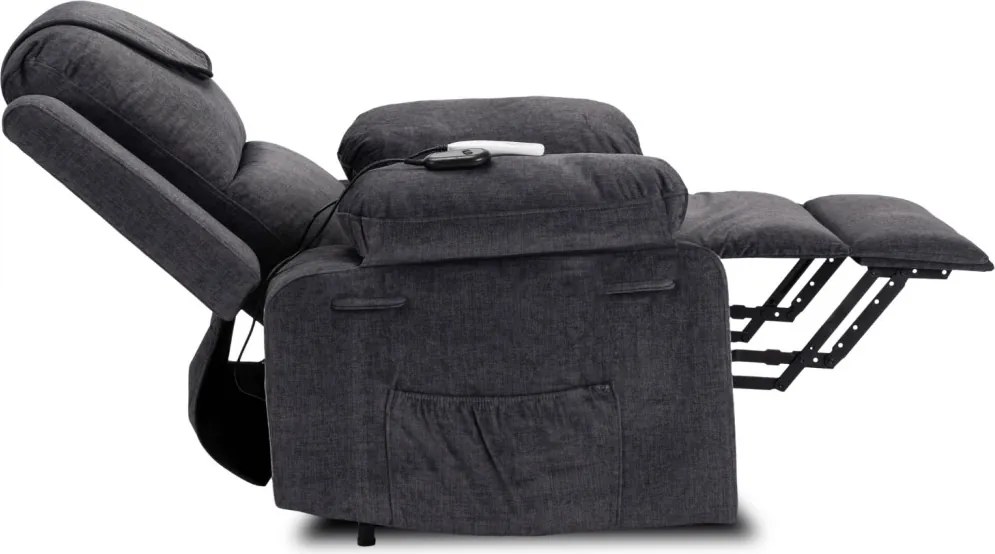 Fotel Masujący Elektrycznie Rozkładany FENIX z Funkcją Wstawania Ciemny Popiel
