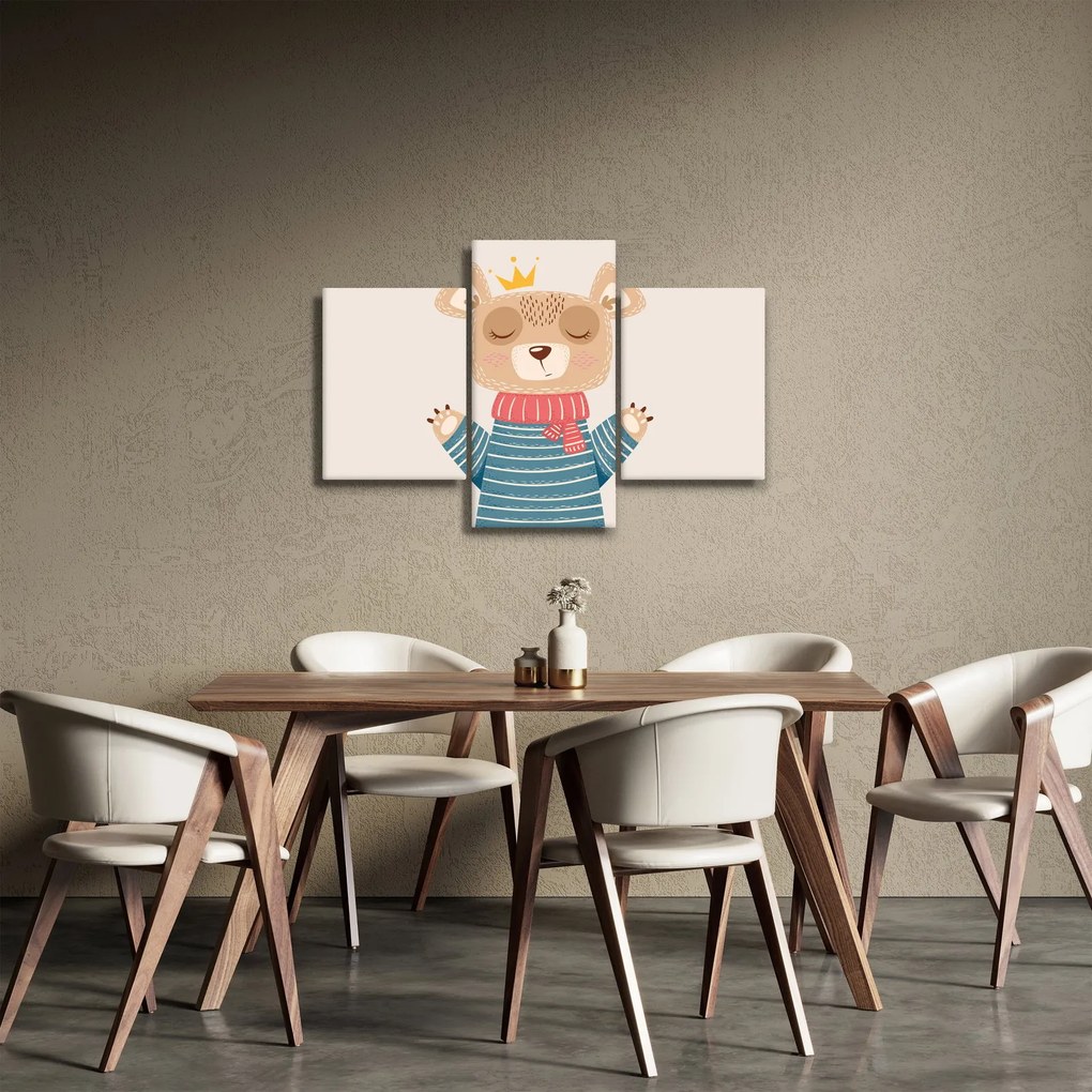 Kép - Bézs mackó koronával (90x60 cm)