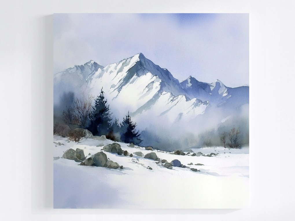 Vászonkép Canvas Tájkép Kilátás Hegyek Csúcsok Lejtők Tél Hó 80x80