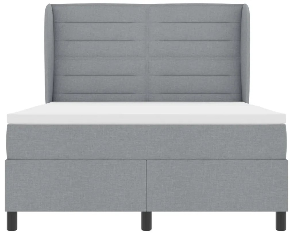Boxspring Ágy Matrac Alkalmas Világosszürke 140x200 cm Szövet