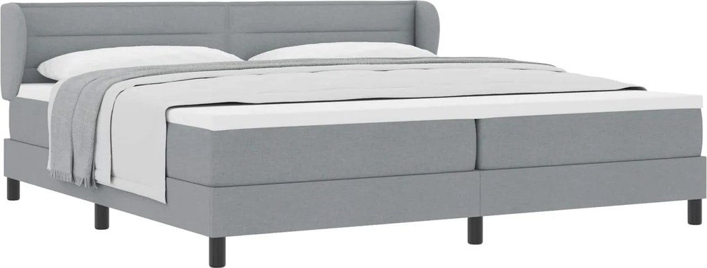 vidaXL Boxrugós ágy matracmal Világosszürke 200 x 200 cm szövet
