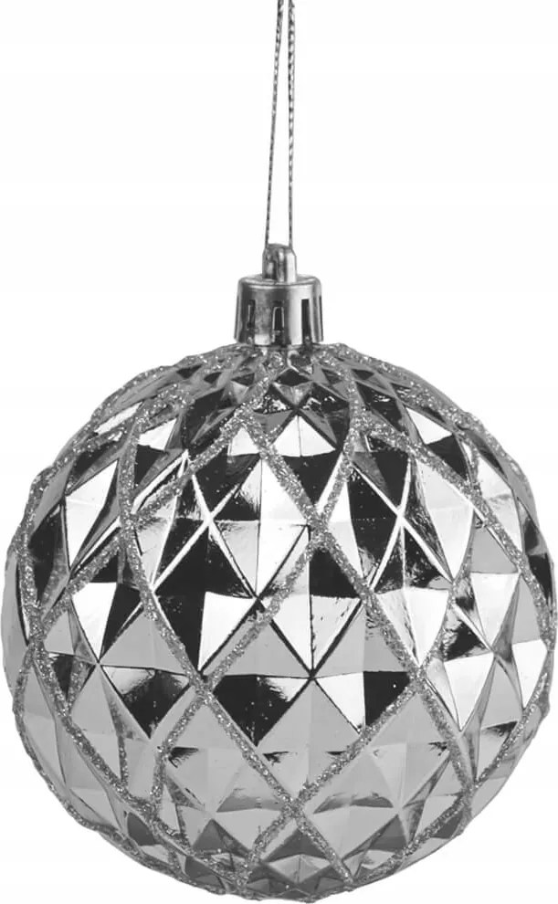 Karácsonyfadísz ezüst 8cm 6db