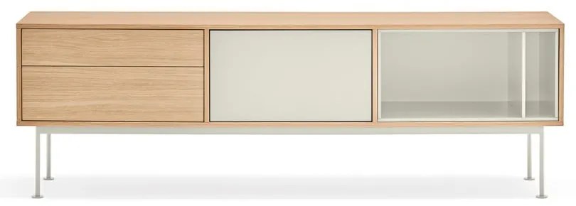 Yoko krémfehér TV-állvány tölgyfa dekorral - Teulat