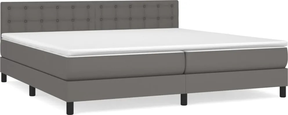 vidaXL szürke műbőr rugós ágy matraccal 200 x 200 cm