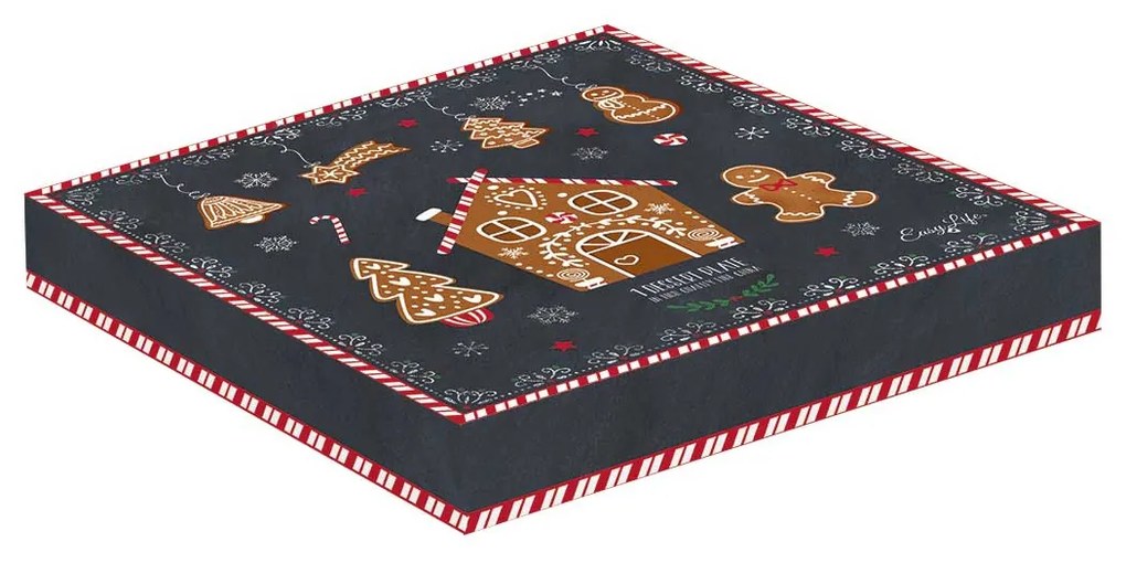 Mézeskalács karácsonyi porcelán desszertes tányér díszdobozban, 20 cm - Gingerbread