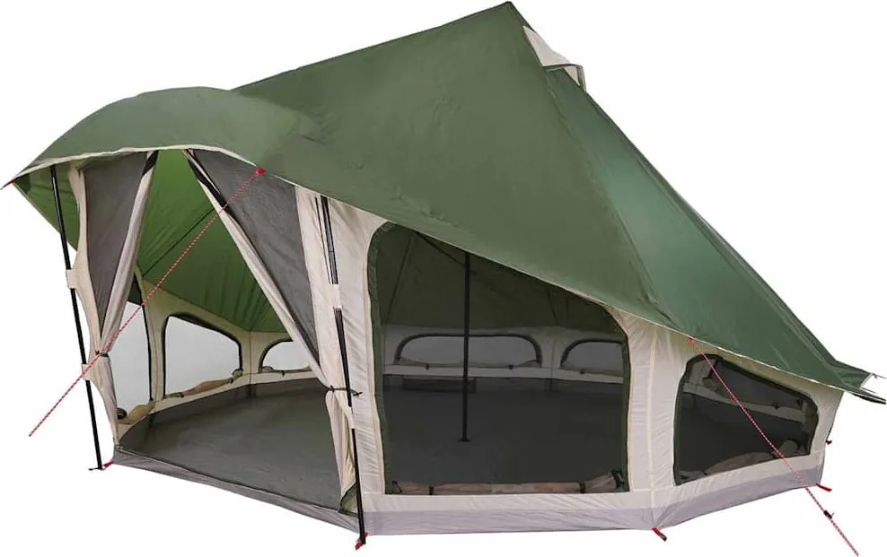 vidaXL Családi Tipi sátor Tipi tetővel Zöld 508 x 470 x 300 cm