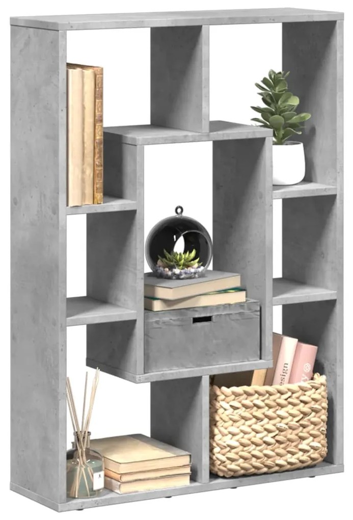 betonszürke szerelt fa könyvespolc 63 x 20 x 90 cm