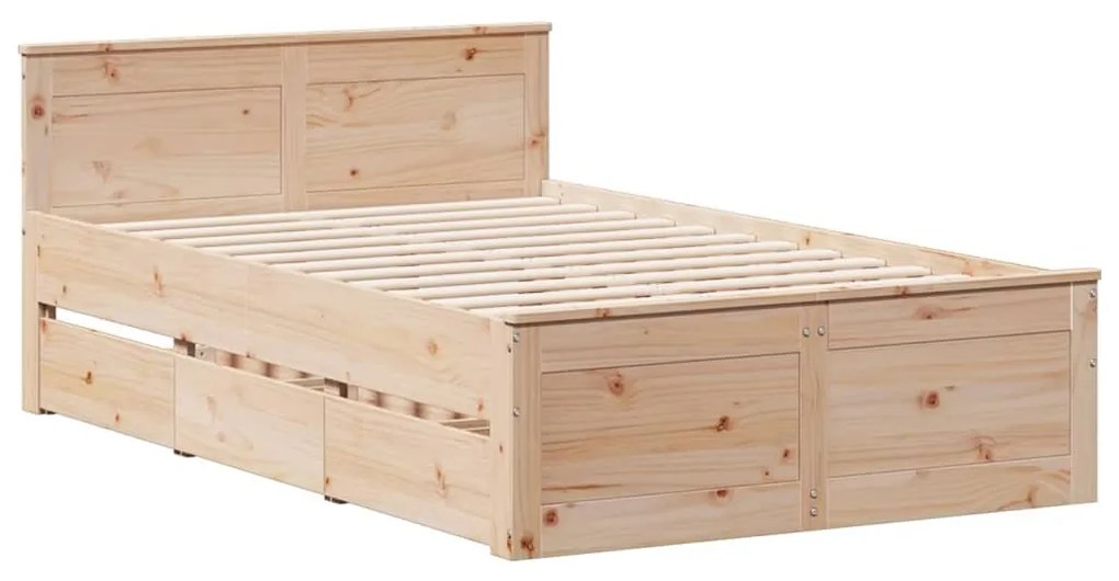 tömör fenyőfa fejtámlás ágykeret matrac nélkül 120 x 200 cm