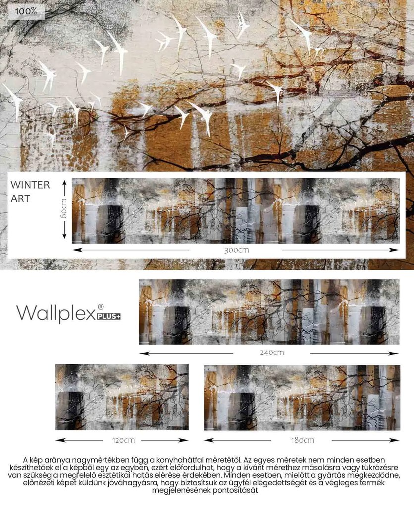 Wallplex konyhahátfal Winter Art (Méret: 60x240)