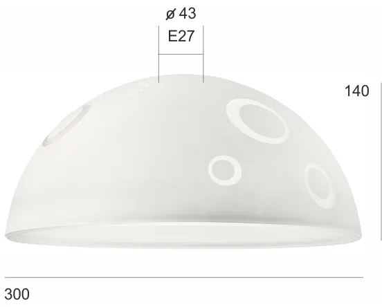 Pótló üveg SFERA E27 140x300 mm fehér
