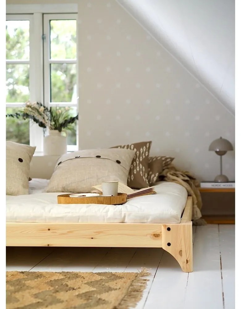 Borovi fenyő franciaágy ágyráccsal 180x200 cm Elan – Karup Design